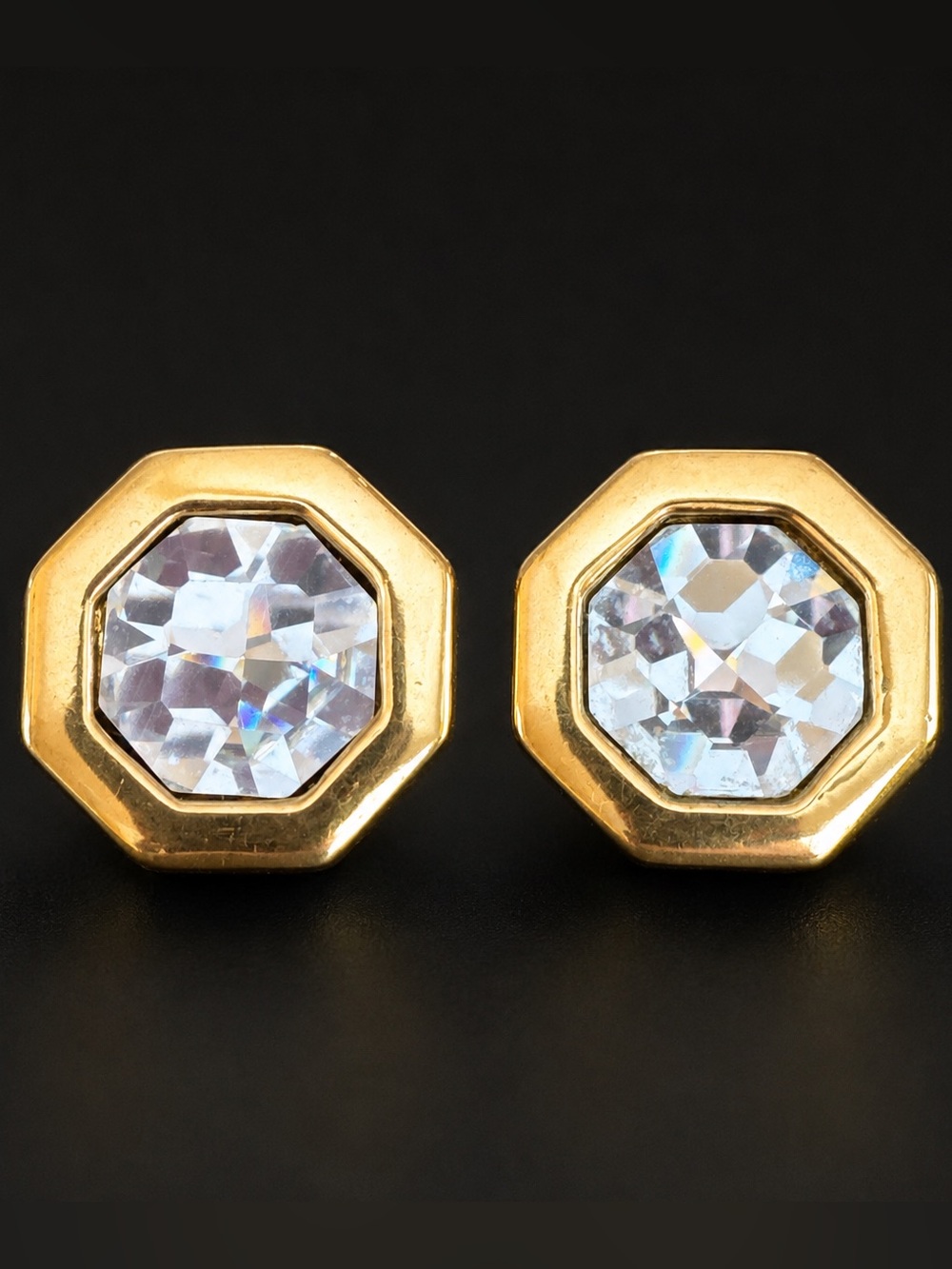 SWAROVSKI S.A.L signed gold plated crystal designer pierced earrings Sal